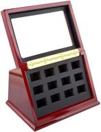 wooden display case shadow box for sports championship rings - 12 slots (rings not included) логотип