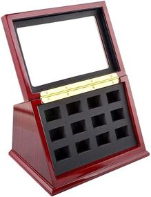 img 4 attached to Wooden Display Case Shadow Box for Sports Championship Rings - 12 Slots (Rings Not Included)
