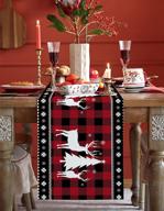 🎄 red check cotton linen winter christmas table runner логотип