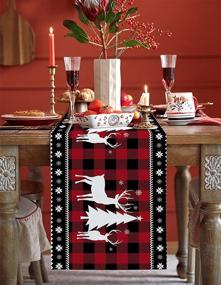 img 4 attached to 🎄 Red Check Cotton Linen Winter Christmas Table Runner