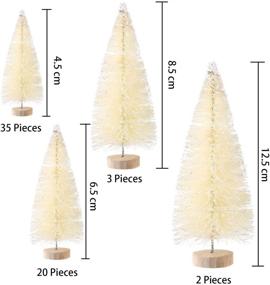 img 3 attached to SATINIOR 60-Piece Artificial Mini Christmas Tree Sisal Snow Trees: Premium Pine Trees Ornaments with Wooden Base for Christmas Party Home Decoration (4 Sizes, White)