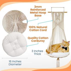 img 3 attached to 🐱 Lumenocity Cat Hammock Window Perch - Macrame Hanging Shelves Bed - Cute Indoor Climbing Shelf for Cats - Boho Floating Tree Hammocks - Space Saving Furniture Perches and Shelves for Wall