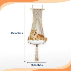 img 2 attached to 🐱 Lumenocity Cat Hammock Window Perch - Macrame Hanging Shelves Bed - Cute Indoor Climbing Shelf for Cats - Boho Floating Tree Hammocks - Space Saving Furniture Perches and Shelves for Wall