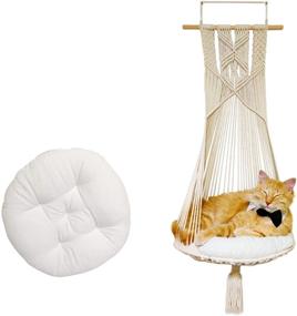 img 4 attached to 🐱 Lumenocity Cat Hammock Window Perch - Macrame Hanging Shelves Bed - Cute Indoor Climbing Shelf for Cats - Boho Floating Tree Hammocks - Space Saving Furniture Perches and Shelves for Wall