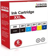 🖨️ совместимый картридж для чернил ankink замена canon 280 281 xxl для принтеров pixma tr8520 ts9120 ts8220 ts8120 ts8320 ts9100 ts6320 ts6120 tr7520 ts6220 ts6300 - 6 штук, pgbk, фотоголубой логотип