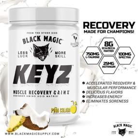 img 1 attached to Матрица аминокислот Black Magic Keyz: Увеличивает восстановление мышц и выносливость с EAA, BCAA, таурином - без сахара, без кофеина! Ягодный вкус - 14,81 унции.