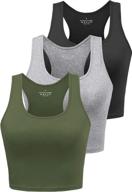 👚 3-pack women's cotton sports crop tank tops: racerback workout shirts for gym, yoga, and running logo