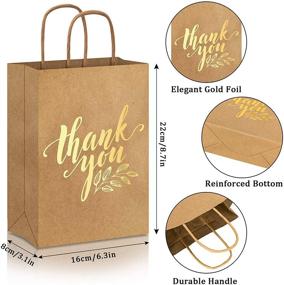 img 3 attached to 🎁 Whaline 16Pcs Thank You Gold Foil Kraft Paper Gift Bags with Handle - 4 Styles - Party Favor Bags for Wedding, Birthday, Baby Shower Party Favors - 6.3 x 8.7 x 3.1inch, Brown Paper Bags