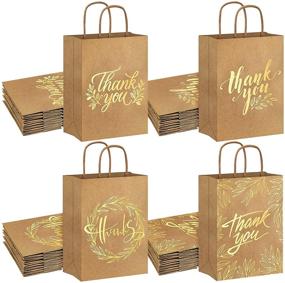 img 4 attached to 🎁 Whaline 16Pcs Thank You Gold Foil Kraft Paper Gift Bags with Handle - 4 Styles - Party Favor Bags for Wedding, Birthday, Baby Shower Party Favors - 6.3 x 8.7 x 3.1inch, Brown Paper Bags