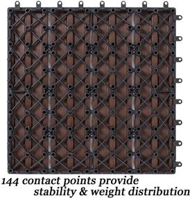 img 1 attached to 🏞️ SunnyGalde 12"x12" Wood Plastic Interlocking Flooring Tiles, 4-Slats Straight Pattern, Ideal for Patio, Balcony, Porch, Backyard - Pack of 6 Tiles