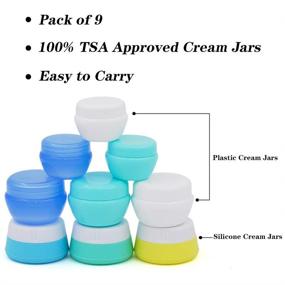 img 3 attached to Leak-proof Travel Container Sets: Silicone & PP Cream Jars for Toiletries, 🧴 Makeup, and Body Creams - BPA Free Bottles with Hard Sealed Lids (9 Jars)