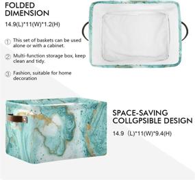 img 3 attached to 📦 KEEPREAL Turquoise Marble Texture Large Canvas Storage Basket (2PACK) - Stylish Organizational Solution for Home or Office