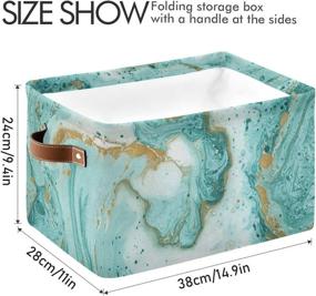 img 2 attached to 📦 KEEPREAL Turquoise Marble Texture Large Canvas Storage Basket (2PACK) - Stylish Organizational Solution for Home or Office