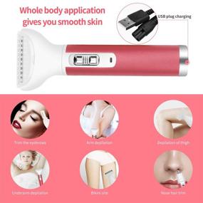 img 3 attached to 💖 Sdmelld Hair Remover for Women: 5-in-1 Electric Shaver, Painless & Rechargeable, Eyebrow Trimmer, Nose Trimmer, Waterproof Bikini Facial Hair Removal (Pink)