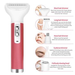 img 4 attached to 💖 Sdmelld Hair Remover for Women: 5-in-1 Electric Shaver, Painless & Rechargeable, Eyebrow Trimmer, Nose Trimmer, Waterproof Bikini Facial Hair Removal (Pink)