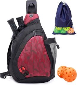 img 4 attached to Pickleball Bag with Water Bottle Holder: ZOEA Sport Sling Bag for Women and Men - Fits 2 Paddles and All Your Gear