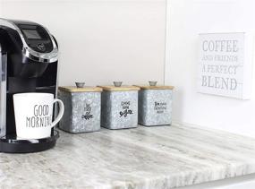 img 3 attached to 🏡 Stylish AuldHome Design Farmhouse Galvanized Canisters: Set of 3 Storage Containers for Coffee, Tea, and Sugar in Galvanized Iron & Wood Design