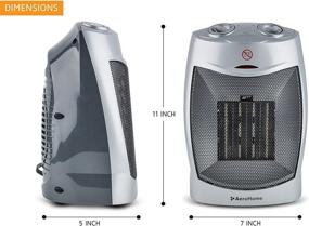 img 3 attached to 🔥 AeroHome 1500W / 750W Ceramic Portable Space Heater - Indoor Electric Heater with Overheat &amp; Tip Over Protection - Personal Room Heater with Thermostat Control - Ideal for Home Bedroom and Office Use