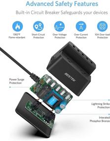 img 1 attached to 🔌 Ultimate Power Solution: BESTEK 40W 8A 5-Port USB Charging Station with Surge Protection and 2-Outlet Power Strip