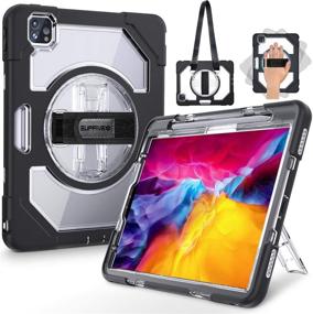 img 4 attached to 📱 Supfives iPad Pro 11 Case 2020 2nd Gen: Military Grade Drop Tested | Clear Back Heavy Duty Rugged Protection | Apple Pencil Holder | Stand & Handle Strap