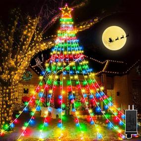 img 4 attached to 🌟 Waterproof Outdoor Christmas Lights - 344 LED Star Lights, Easy Installation, Memory Function, 8 Modes, Xmas Tree Lights for Holiday Wall Garden Decoration, Wedding Party