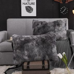 img 3 attached to 🛏️ WERDIM Shaggy Fluffy Faux Fur Pillowcases: King Size 2-Pack with Button Closure and Velvet Texture (Tie Dye Dark Grey, 20 X 36 Inches)