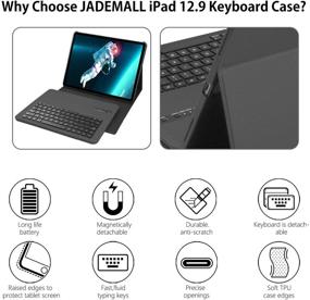 img 1 attached to 🔌 iPad Pro 12.9 Keyboard Case 2018 (3rd Gen): Detachable Wireless Keyboard Stand, Magnetic Folio Case, Auto Wake/Sleep – Black