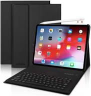 🔌 ipad pro 12.9 keyboard case 2018 (3rd gen): detachable wireless keyboard stand, magnetic folio case, auto wake/sleep – black logo