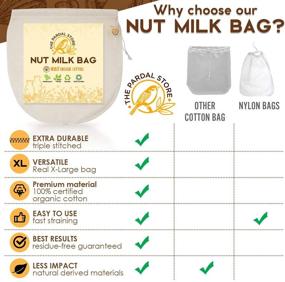 img 1 attached to 🥛 2022 NEW - 6 Pcs 14"x14" Nut Milk Bag - 100% Organic Unbleached Cotton Cheesecloth Bags/Food Strainer, Nut Milk Bag Reusable for Oat Milk, Almond Milk, Cheese Making, Celery Juice