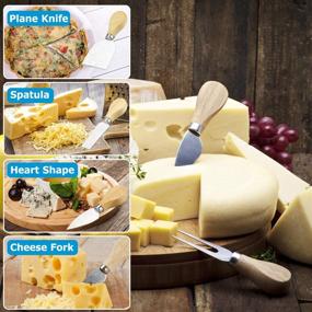 img 1 attached to 🧀 Bamboo Cheese Board Set - Knife and Serving Supplies for Food Service Equipment & Supplies