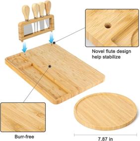 img 2 attached to 🧀 Bamboo Cheese Board Set - Knife and Serving Supplies for Food Service Equipment & Supplies