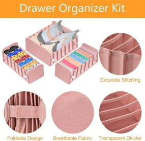 img 2 attached to 👙 Coopay Underwear Sock Organizer: Foldable Closet Drawer Divider for Bra Panties Ties Socks Clothes Storage - 3 Set (Pink)