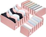 👙 coopay underwear sock organizer: foldable closet drawer divider for bra panties ties socks clothes storage - 3 set (pink) логотип