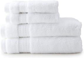 img 1 attached to Optimized Search: New Charisma Soft 100% Hygro Cotton 4-Piece Hand & Washcloth Towel Set - One Size, White