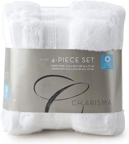 img 2 attached to Optimized Search: New Charisma Soft 100% Hygro Cotton 4-Piece Hand & Washcloth Towel Set - One Size, White