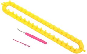 img 4 attached to 🧶 Katech Rectangular Knitting Loom Set - 36.5 cm Long Yellow Plastic Weaving Loom for Knitting Lovers: Scarf Hats Shawl Making Tools DIY Crocheting Craft Kit with Crochet Hook and Plastic Needle
