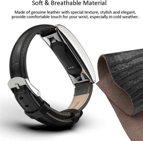 img 2 attached to 👉⌚ MIJOBS Stainless Steel Leather Metal Band Replacement Wristbands for Fitbit Inspire HR/ Inspire 1 - Waterproof Bracelet Accessories for Women and Men