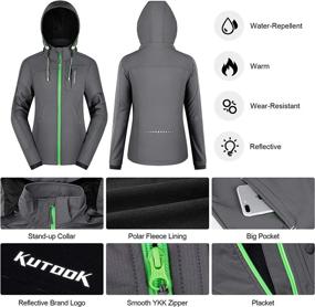 img 3 attached to Stay Cozy and Protected: KUTOOK Thermal Fleece Women's Softshell Jacket, Ideal for Hiking, Running, and Outdoor Sports