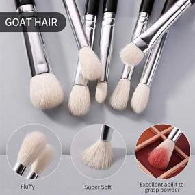 img 2 attached to 🖌️ BEILI 15pcs Eye Makeup Brushes Set - Natural Goat Hair Eyeshadow Brushes for Soft Blending, Concealers, Eyebrow, Eyeliner - Professional Make Up Brushes Set (Black)