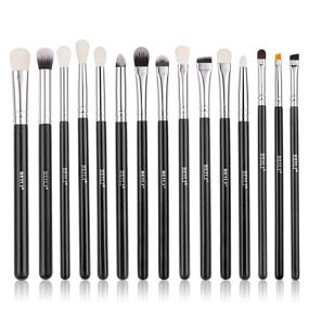 img 4 attached to 🖌️ BEILI 15pcs Eye Makeup Brushes Set - Natural Goat Hair Eyeshadow Brushes for Soft Blending, Concealers, Eyebrow, Eyeliner - Professional Make Up Brushes Set (Black)