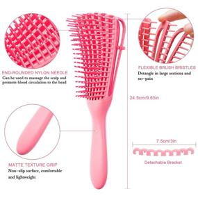 img 3 attached to 💁 Detangling Brush for Afro-American/African Textured Hair 3a to 4c - Kinky, Wavy, Curly, Coily, Wet, Dry, Oily, Thick, Long Hair - Knots Detangler - Easy to Clean (Pink/Green)