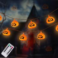 🎃 halloween pumpkin string lights - 20 led jack-o-lantern night lamp decoration for thanksgiving, halloween birthday gift, autumn indoor outdoor parties, home & bedroom логотип