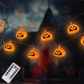 img 4 attached to 🎃 Halloween Pumpkin String Lights - 20 LED Jack-O-Lantern Night Lamp Decoration for Thanksgiving, Halloween Birthday Gift, Autumn Indoor Outdoor Parties, Home & Bedroom