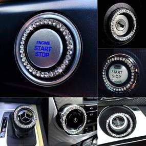 img 1 attached to 💎 Set of 3 Silver Crystal Car Bling Ring Emblem Stickers, Sparkling Rhinestone Ignition Starter Bling for Buttons, Keys, and Knobs, Exquisite Interior Crystal Car Accessory (Silver)