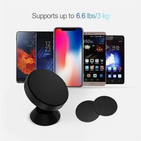 img 1 attached to 📱 2-Pack Magnetic Phone Car Mount - Dashboard Phone Holder with Powerful Magnet, 360° Rotation - Fits iPhone Xs Max XR X 8 7 6S 6 Plus and Most Smartphones (Silver)