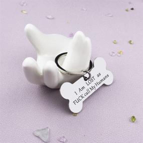 img 3 attached to 🐾 Funny Pet Dog Tag Keychain: Personalized 'I'm Lost' ID Tag for Cats and Dogs - Engraved Bone Shape in Silver