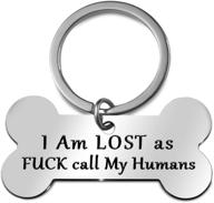 🐾 funny pet dog tag keychain: personalized 'i'm lost' id tag for cats and dogs - engraved bone shape in silver логотип