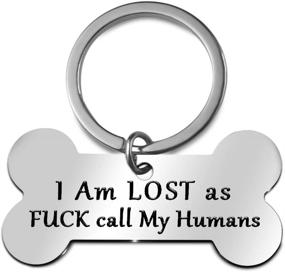 img 4 attached to 🐾 Funny Pet Dog Tag Keychain: Personalized 'I'm Lost' ID Tag for Cats and Dogs - Engraved Bone Shape in Silver