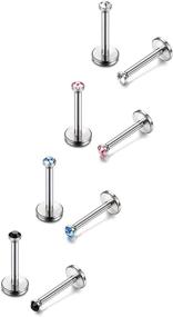 img 3 attached to 👃 Enhance Your Style with Besteel 8pcs 18G Stainless Steel Lip Rings, Labret Monroe Nose Studs, Ear Piercings, Tragus - Choose Bar Length 6-12mm