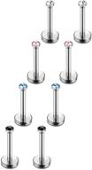 👃 enhance your style with besteel 8pcs 18g stainless steel lip rings, labret monroe nose studs, ear piercings, tragus - choose bar length 6-12mm logo